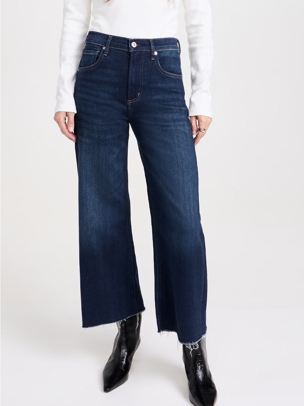 Citizens of Humanity Petite Lyra Crop Wide Leg Jeans Lotus Dark Denim Size 24